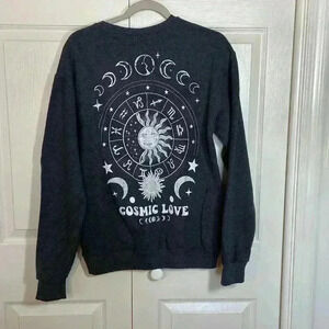 Bowery Supply Co Men's Crewneck Sweatshirt SMALL Grey Graphic Cosmic Love Skater
